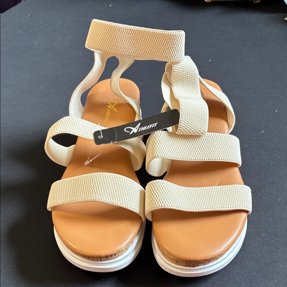 Stylish Cream Sandals with White Soles